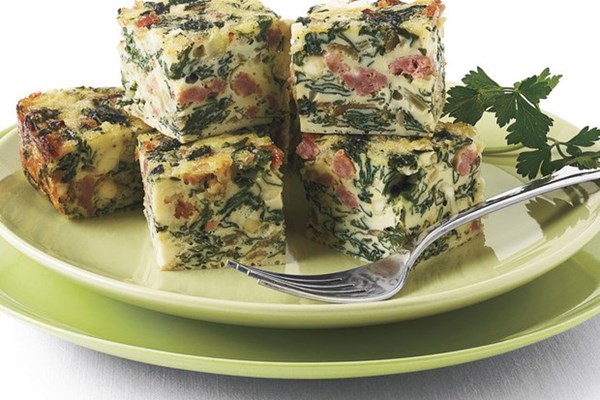 Frittata bites with chard, sausage, and feta 