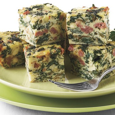 Frittata bites with chard, sausage, and feta