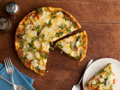 Frittata with asparagus, tomato, and Fontina cheese