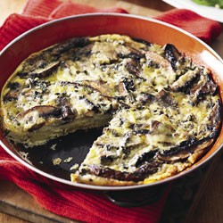 Frittata with grilled field mushrooms and Kikorangi