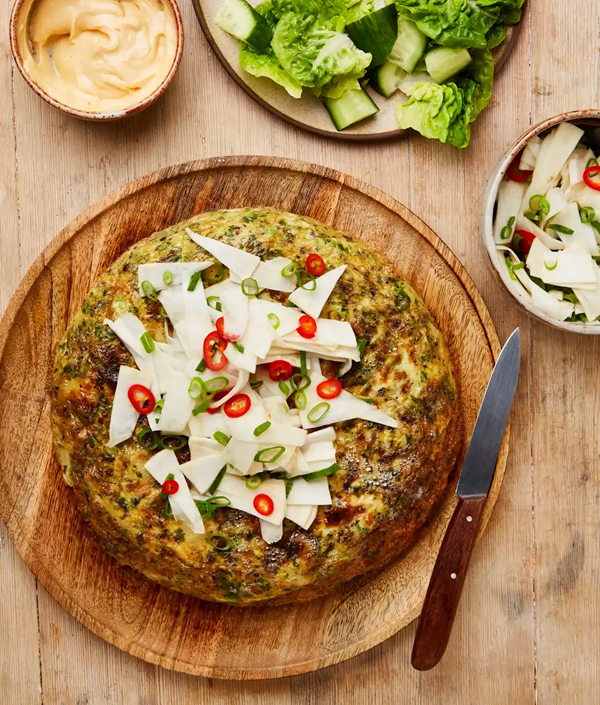 Frittata with pickled celeriac and paprika aïoli
