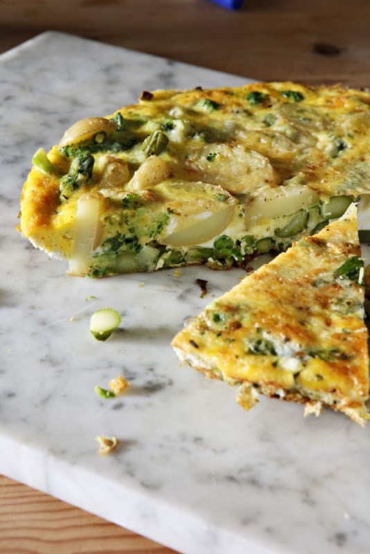 Frittata with summer veg and goat's cheese