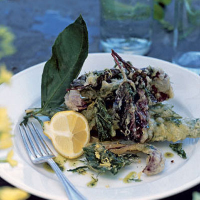 Fritto misto of herbs with anchovy, mint and basil dressing