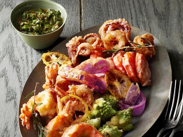 Fritto misto with anchovy dip