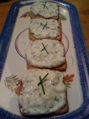 Fromage blanc with blue cheese and chives