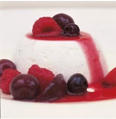 Fromage frais creams with red fruit compote
