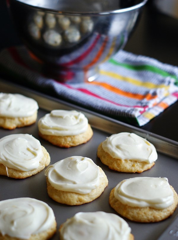 Frosted Meyer lemon brown butter cookies