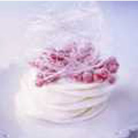 Frosted redcurrants with meringues and spun sugar