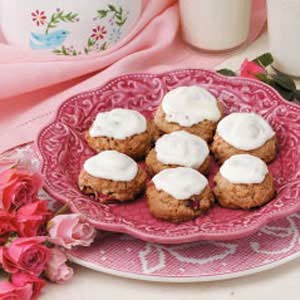 Frosted rhubarb cookies