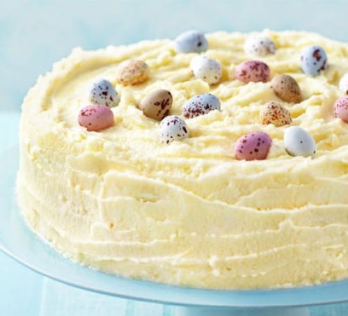 Frosted white chocolate Easter cake