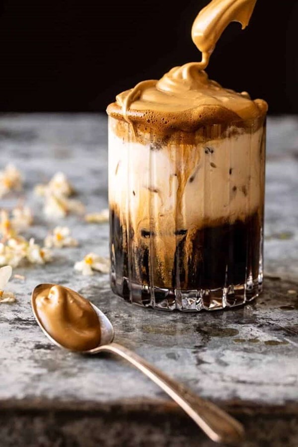 Frothy whipped coffee white Russian