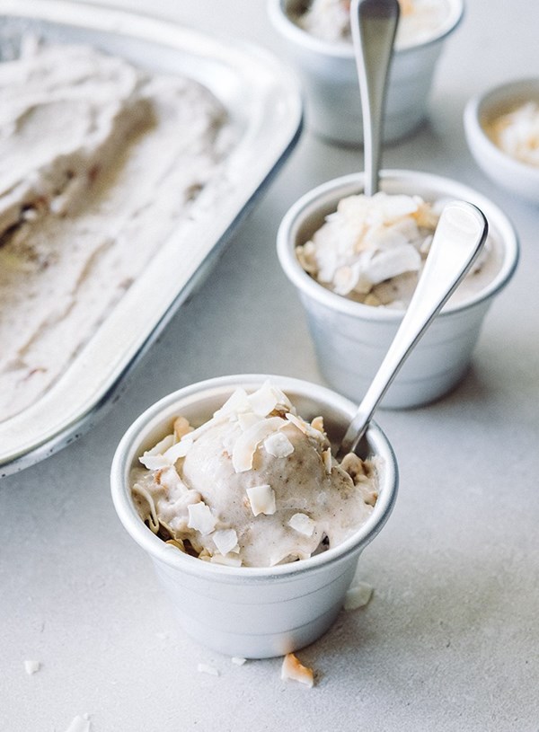 Frozen banana, date and cinnamon coconut ice cream