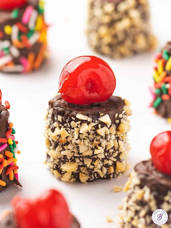 Frozen banana split bites