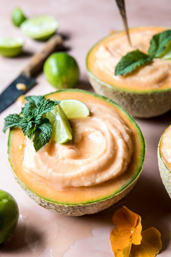 Frozen cantaloupe margaritas