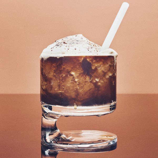 Frozen espresso martini with spiked whipped cream