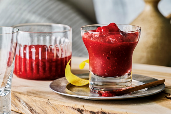 Frozen limonata, raspberry and limoncello slushie