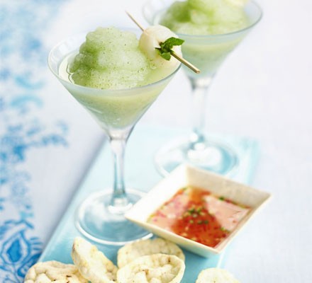 Frozen lychee and mint cocktails