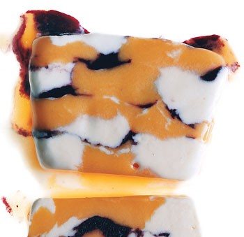 Frozen mango, blackberry cassis, and vanilla mosaic