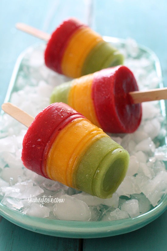 Frozen mango, kiwi, raspberry pops