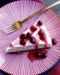 Frozen maple-mousse pie with candied cranberries