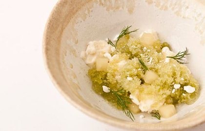 Frozen maple with shiso and green apple