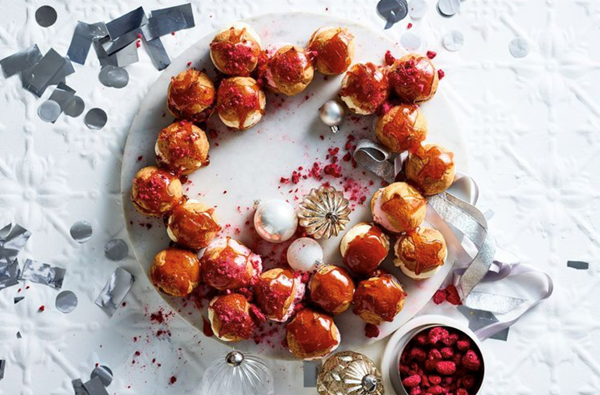 Frozen Neapolitan profiterole wreath