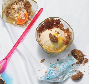 Frozen orange and amaretti parfaits with espresso granita