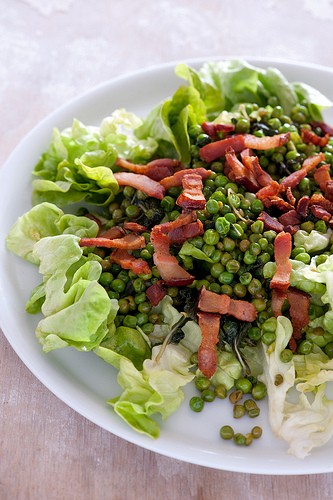 Frozen pea salad with bacon