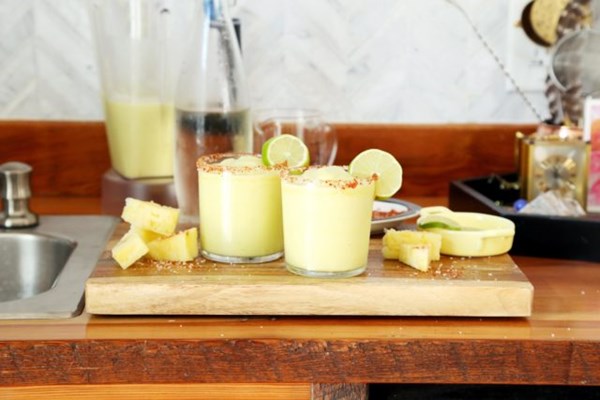 Frozen pineapple jalapeño margaritas