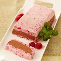 Frozen raspberry-chocolate terrine