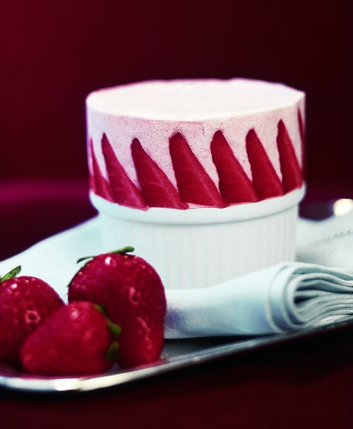Frozen strawberry soufflés
