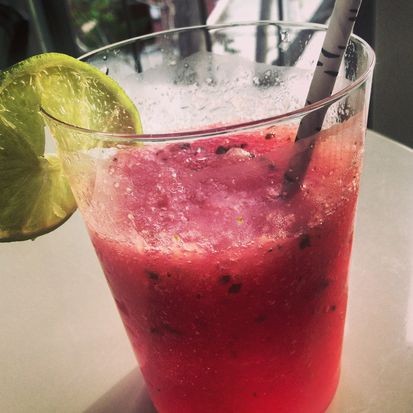 Frozen watermelon mint gin fizz