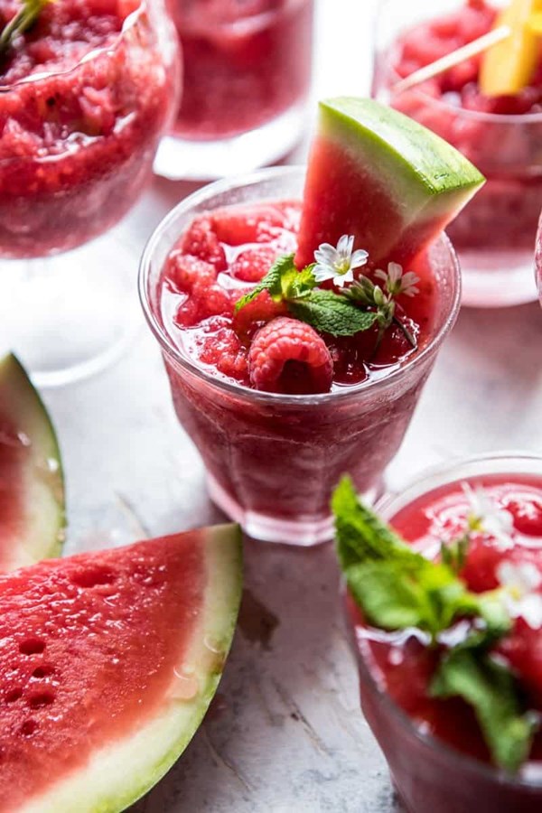 Frozen watermelon rosé sangria slushies