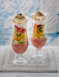 Fruit cocktail with clotted cream & nuts