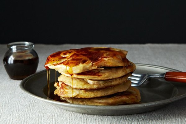 Fruit-laden, whole grain pancakes