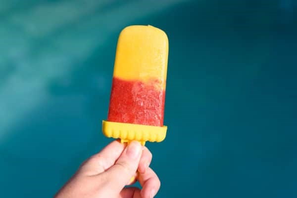 Fruit popsicles with mango, orange & strawberry