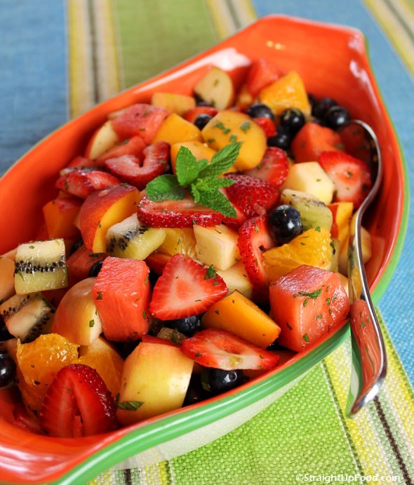 Fruit salad with fresh mint