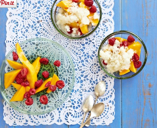 Fruit salad with lime and chilli snow