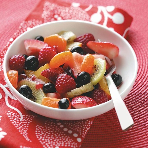 Fruit salad with raspberry vinaigrette 
