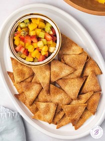 Fruit salsa with pie crust chips