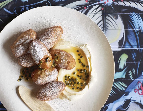 Fry bread with passionfruit & honey