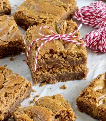 Fudgy Biscoff swirl brownies