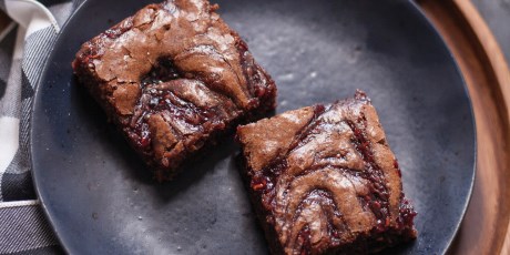 Fudgy raspberry swirl brownies