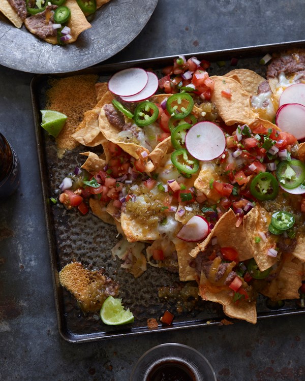 Fully loaded black bean nachos