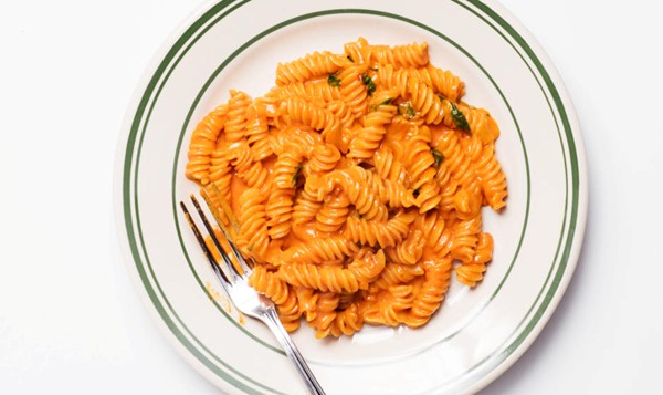 Fusilli alla vodka with basil and Parmesan