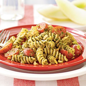 Fusilli with pistachio pesto