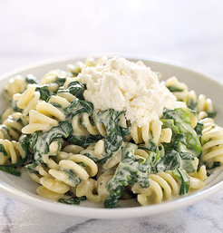 Fusilli with ricotta and spinach