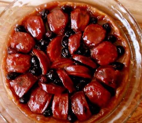 Fuyu persimmon and cranberry tarte Tatin