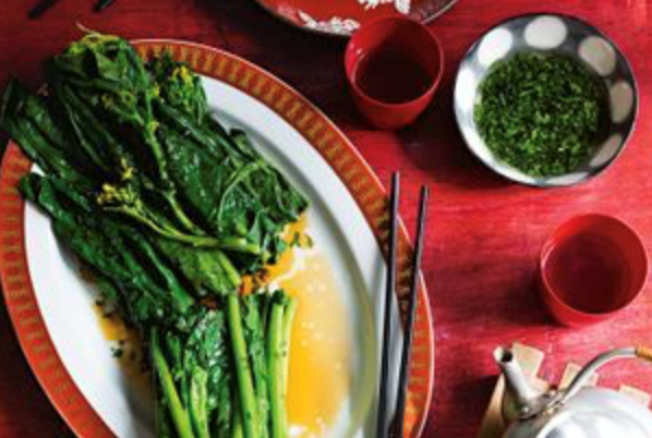 Gai lan with schmaltz