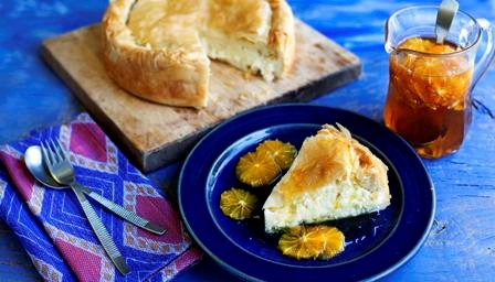 Galaktoboureko with orange syrup